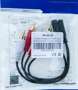 VCE 3.5 Female to 2 RCA Male Stereo Audio